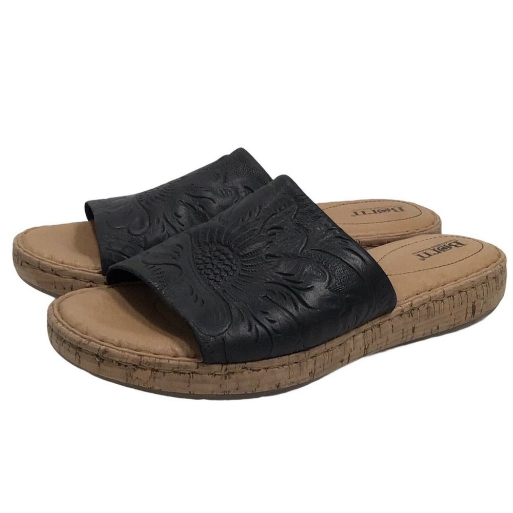Born Fish Lake Womens Sz 9 Black Cork  Slide